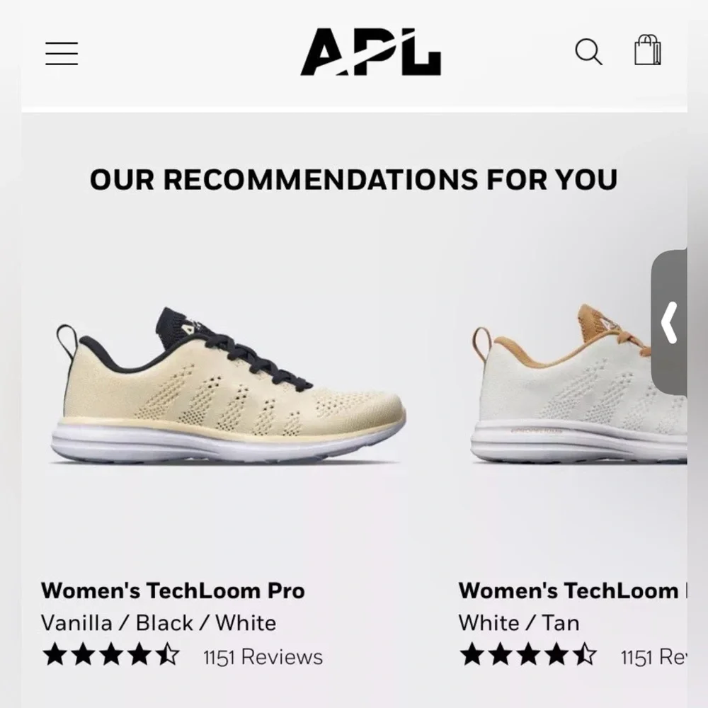 APL Women's TechLoom Pro Vanilla / Black / White‎ Running Shoe Light Sz 8 Mint